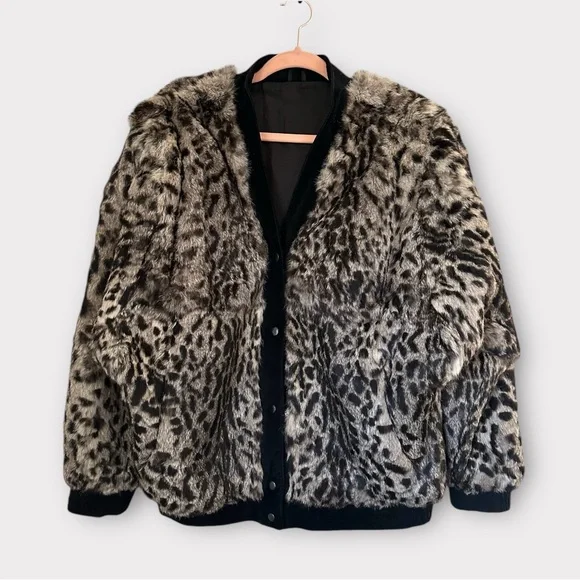 Vintage Mob Wives Boho Animal Print Oversized Authentic Fur Coat With Suede Trim